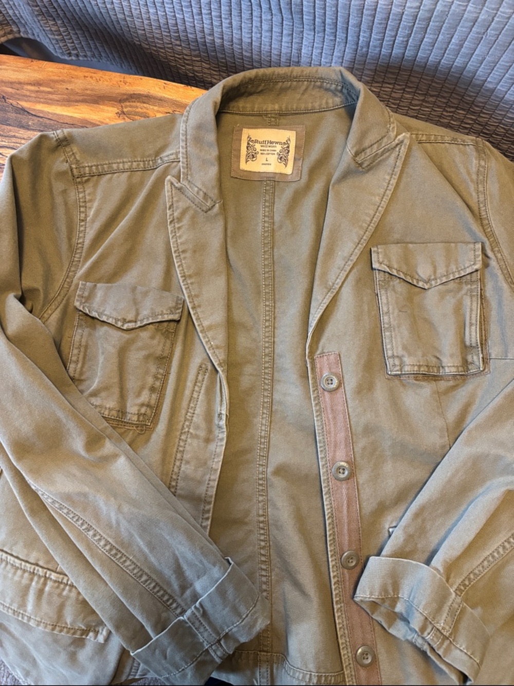 Woman’s Ruff Hewn Olive lightweight Canvas Jacket - Large